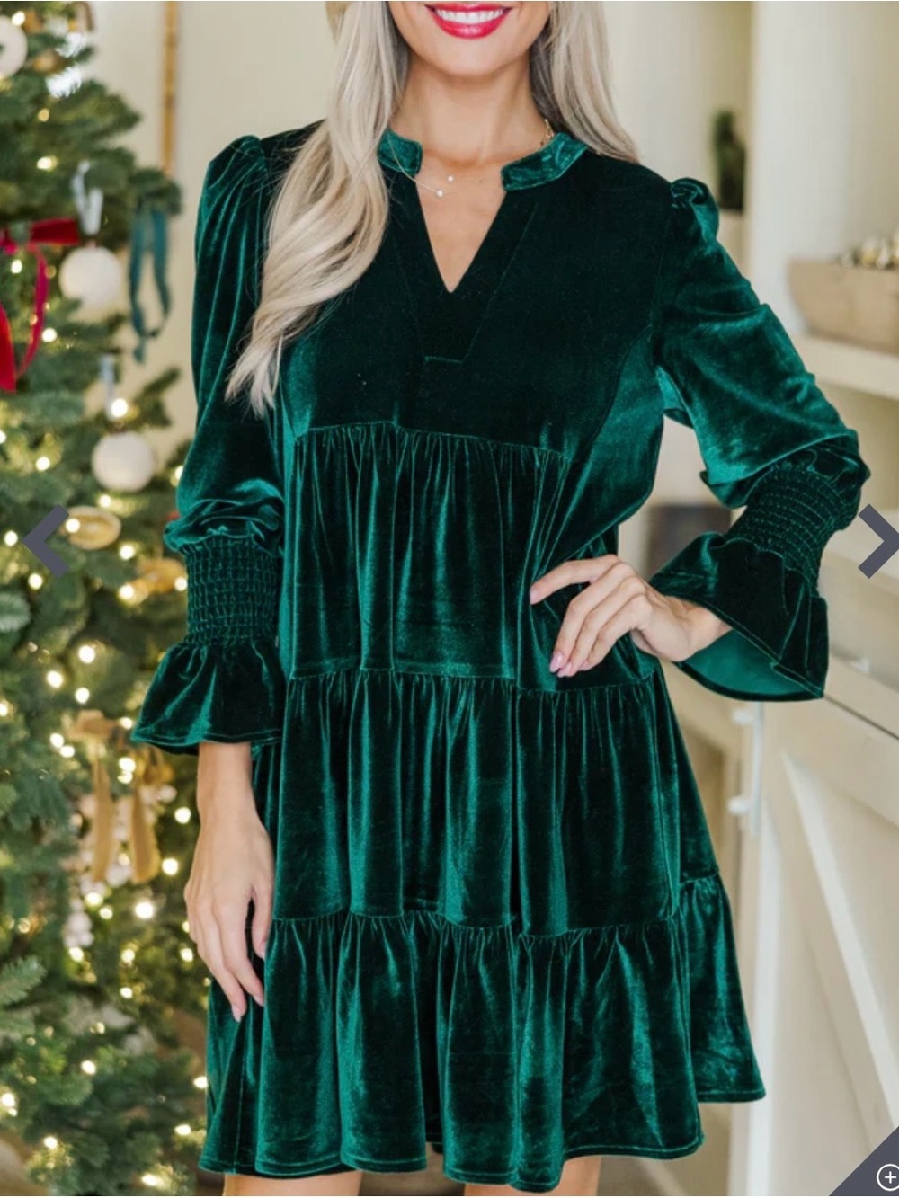Shop The Mint Velvet Tiered Babydoll Dress Size Small Green Regency Holiday